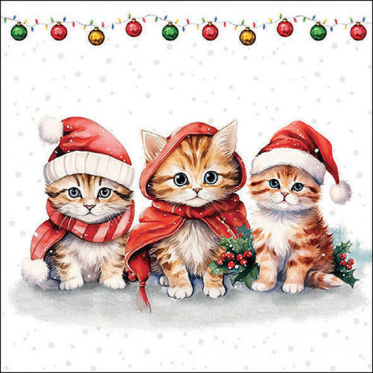 Servietten - kerst kittens